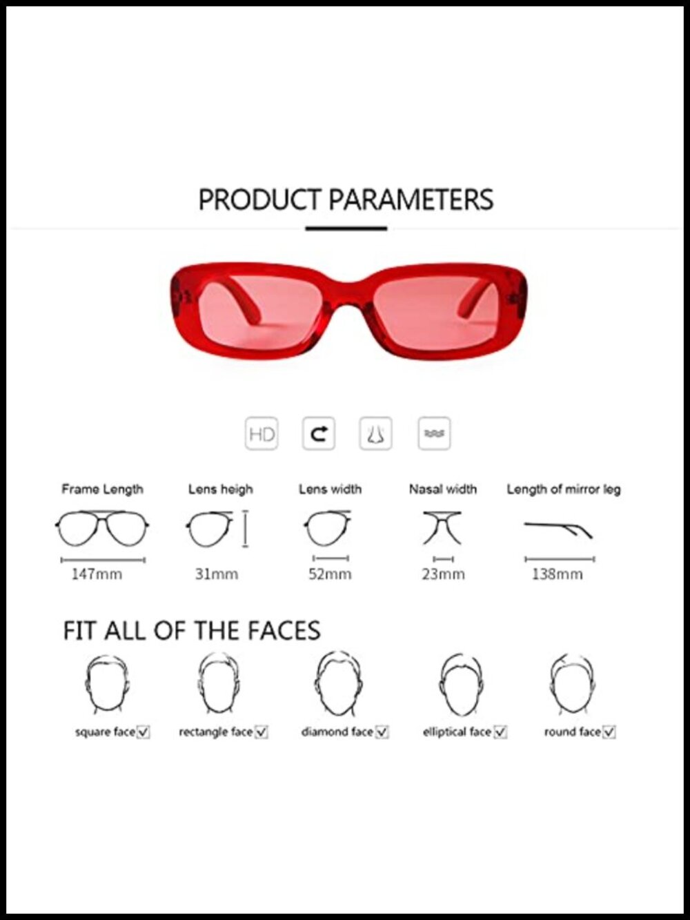 Retro 90s Rectangle Sunglasses Narrow Frame UV400 for Women Men Unisex - Picture 5 of 6